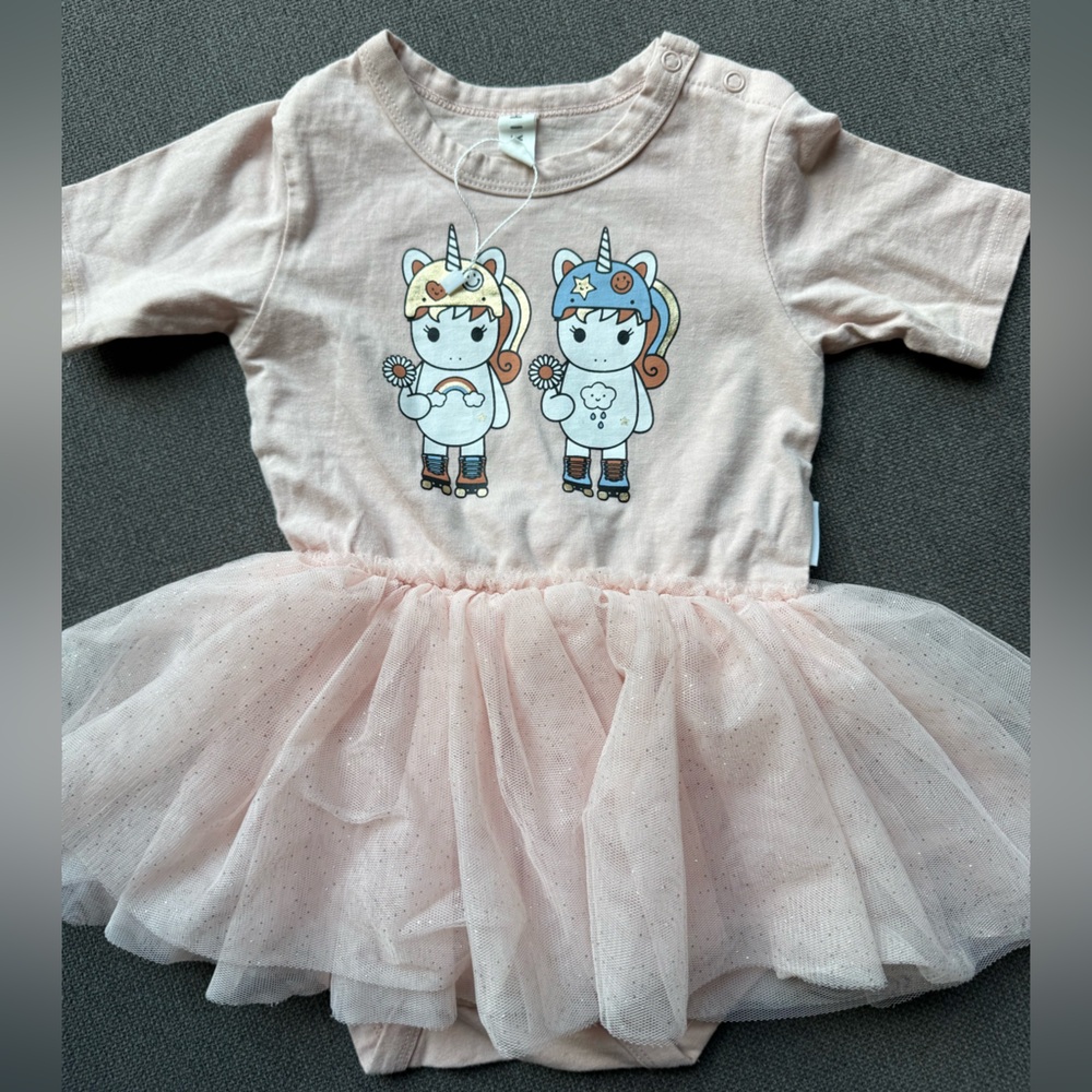 NWOT HuxBaby Unicorn Ballet Onesie Dress • Size 12-18 Months • Tulle